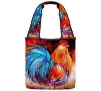 lcndlsoe Canvas Tote Bag, Red Rooster Women's Shoulder Handbag for Work Shopping Gym