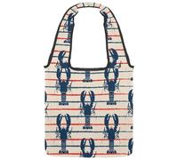 lcndlsoe Canvas Tote Bag, Retro Seafood Marine with Lobster Pattern Women's Shoulder Handbag for Work Shopping Gym