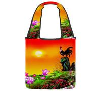 lcndlsoe Canvas Tote Bag, Rooster Cock Crows Women's Shoulder Handbag for Work Shopping Gym