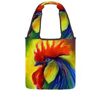 lcndlsoe Canvas Tote Bag, Rooster with Red Comb Women's Shoulder Handbag for Work Shopping Gym