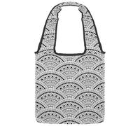 lcndlsoe Canvas Tote Bag, Sashiko Japanese Mandala Henna Scales Women's Shoulder Handbag for Work Shopping Gym