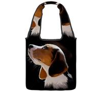 lcndlsoe Canvas Tote Bag, Silence Dog Look Art Painting Women's Shoulder Handbag for Work Shopping Gym