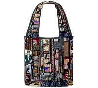 lcndlsoe Canvas Tote Bag, Street Times Square Women's Shoulder Handbag for Work Shopping Gym