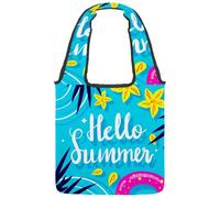 lcndlsoe Canvas Tote Bag, Summer Hello Blue Beach Women's Shoulder Handbag for Work Shopping Gym