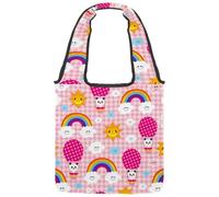 lcndlsoe Canvas Tote Bag, Sun Panda Bear in Hot Air Balloon Women's Shoulder Handbag for Work Shopping Gym