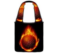 lcndlsoe Canvas Tote Bag, the Burning Fire Basketball Women's Shoulder Handbag for Work Shopping Gym