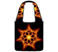 lcndlsoe Canvas Tote Bag, the Burning Hexagon Stars Women's Shoulder Handbag for Work Shopping Gym