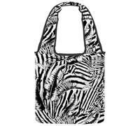 lcndlsoe Canvas Tote Bag, Tropical Leaves Zebra Exotic Natural Black Pattern Women's Shoulder Handbag for Work Shopping Gym