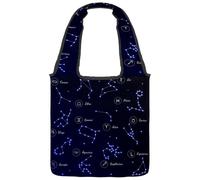 lcndlsoe Canvas Tote Bag, Twelve Constellations in the Night Sky Women's Shoulder Handbag for Work Shopping Gym
