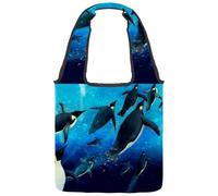 lcndlsoe Canvas Tote Bag, Underwater Ocean Sea Penguin Women's Shoulder Handbag for Work Shopping Gym
