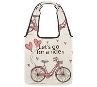 lcndlsoe Canvas Tote Bag, Vintage Let's Go for a Ride Bicycle Women's Shoulder Handbag for Work Shopping Gym