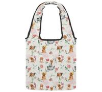 lcndlsoe Canvas Tote Bag, Yorkshire Terriers Dogs with Rose Watercolor Pattern Women's Shoulder Handbag for Work Shopping Gym