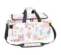 lcndlsoe Large Sports Gym Bag, 30L Duffel Bag for Travel, Workout, Fitness & Sport - Alpacas Llamas Purple Pink Cactus Cartoon