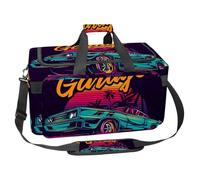 lcndlsoe Large Sports Gym Bag, 30L Duffel Bag for Travel, Workout, Fitness & Sport - American Muscle Car in Retro Neon Style Painting