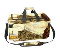lcndlsoe Large Sports Gym Bag, 30L Duffel Bag for Travel, Workout, Fitness & Sport - Art Steam Train Railway Painting