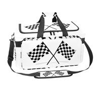 lcndlsoe Large Sports Gym Bag, 30L Duffel Bag for Travel, Workout, Fitness & Sport - Black White Checkered Flag
