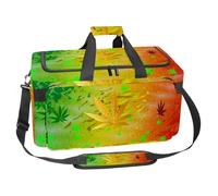 lcndlsoe Large Sports Gym Bag, 30L Duffel Bag for Travel, Workout, Fitness & Sport - Colorful Golden Weed Leaf
