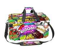 lcndlsoe Large Sports Gym Bag, 30L Duffel Bag for Travel, Workout, Fitness & Sport - Comic Speech Bubbles Rocket Alarm Clock Pattern
