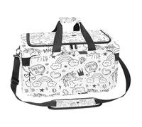 lcndlsoe Large Sports Gym Bag, 30L Duffel Bag for Travel, Workout, Fitness & Sport - Cute Simple Hand Draw Unicorns Rainbow Clouds