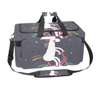 lcndlsoe Large Sports Gym Bag, 30L Duffel Bag for Travel, Workout, Fitness & Sport - Cute Unicorn on a Bicycle with a Rainbow Mane