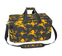 lcndlsoe Large Sports Gym Bag, 30L Duffel Bag for Travel, Workout, Fitness & Sport - Gold Frog Silhouette Pattern