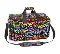 lcndlsoe Large Sports Gym Bag, 30L Duffel Bag for Travel, Workout, Fitness & Sport - Graffiti Wall Background