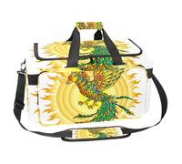 lcndlsoe Large Sports Gym Bag, 30L Duffel Bag for Travel, Workout, Fitness & Sport - Hand Drawn Phoenix Bird and Flaming Sun