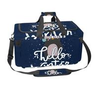 lcndlsoe Large Sports Gym Bag, 30L Duffel Bag for Travel, Workout, Fitness & Sport - Hello Winter Lettering Penguin
