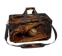 lcndlsoe Large Sports Gym Bag, 30L Duffel Bag for Travel, Workout, Fitness & Sport - Old Baseball Glove with Weathered Sport Ball