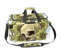 lcndlsoe Large Sports Gym Bag, 30L Duffel Bag for Travel, Workout, Fitness & Sport - Skull Daisies
