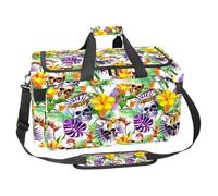lcndlsoe Large Sports Gym Bag, 30L Duffel Bag for Travel, Workout, Fitness & Sport - Skull Lizard Frog Butterfly Flower Pattern