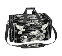 lcndlsoe Large Sports Gym Bag, 30L Duffel Bag for Travel, Workout, Fitness & Sport - Skull Rider on Classic Motorcycle
