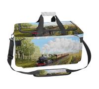 lcndlsoe Large Sports Gym Bag, 30L Duffel Bag for Travel, Workout, Fitness & Sport - Steam Train and Railway Painting Art
