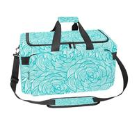 lcndlsoe Large Sports Gym Bag, 30L Duffel Bag for Travel, Workout, Fitness & Sport - Turquoise Linear Flowers