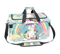 lcndlsoe Large Sports Gym Bag, 30L Duffel Bag for Travel, Workout, Fitness & Sport - Unicorn Flies with Balloon on The Clouds