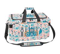 lcndlsoe Large Sports Gym Bag, 30L Duffel Bag for Travel, Workout, Fitness & Sport - Westminster Abbey with Flowers Pattern