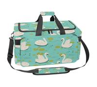 lcndlsoe Large Sports Gym Bag, 30L Duffel Bag for Travel, Workout, Fitness & Sport - White Swan Pattern Swim in The Pool Blue