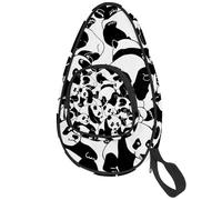 lcndlsoe Ping Pong Paddle Bag, Black White Panda Pattern Table Tennis Racket Cover Case
