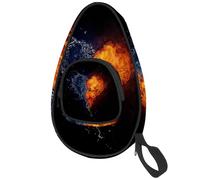 lcndlsoe Ping Pong Paddle Bag, Burning Heart in Fire and Water Illustration Table Tennis Racket Cover Case
