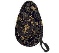 lcndlsoe Ping Pong Paddle Bag, Chinese Golden Dragon Pattern Table Tennis Racket Cover Case