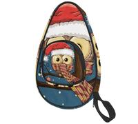 lcndlsoe Ping Pong Paddle Bag, Christmas Hat Owl Night Table Tennis Racket Cover Case