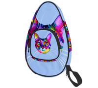 lcndlsoe Ping Pong Paddle Bag, Colorful Cat Head Pop Art Style Pattern Table Tennis Racket Cover Case