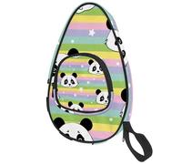 lcndlsoe Ping Pong Paddle Bag, Colorful Rainbow Stripes Panda Stars Table Tennis Racket Cover Case