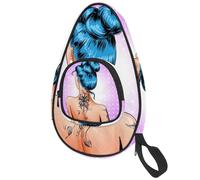 lcndlsoe Ping Pong Paddle Bag, Comic Pop Art Blue Hair Girl Table Tennis Racket Cover Case