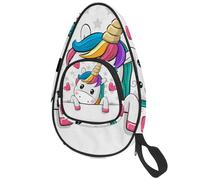 lcndlsoe Ping Pong Paddle Bag, Cute Cartoon Unicorn Stars Love Heart Pattern Table Tennis Racket Cover Case