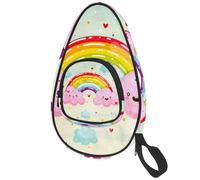 lcndlsoe Ping Pong Paddle Bag, Cute Couple Clouds Rainbow Star Heart Pattern Table Tennis Racket Cover Case