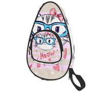 lcndlsoe Ping Pong Paddle Bag, Cute Love Heart Cat with Glasses Bowknot Illustration Table Tennis Racket Cover Case