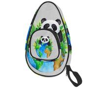 lcndlsoe Ping Pong Paddle Bag, Cute Panda with Earth Table Tennis Racket Cover Case