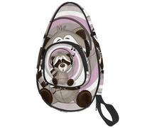 lcndlsoe Ping Pong Paddle Bag, Cute Raccoon Sing Song Music Notes Table Tennis Racket Cover Case