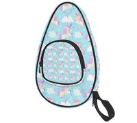 lcndlsoe Ping Pong Paddle Bag, Cute Unicorn Between Clouds Pattern Table Tennis Racket Cover Case